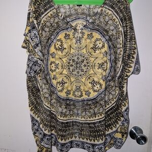INC International Concepts Yellow and Black Patterned Top